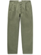 FOLK - Assembly Tapered Pleated Cotton-Canvas Trousers - Green - 2