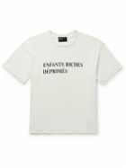 Enfants Riches Déprimés - Distressed Logo-Printed Cotton-Jersey T-Shirt - Neutrals