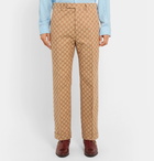 Gucci - Slim-Fit Logo-Jacquard Cotton-Blend Suit Trousers - Beige