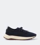 Fedeli Knitted suede-trimmed sneakers