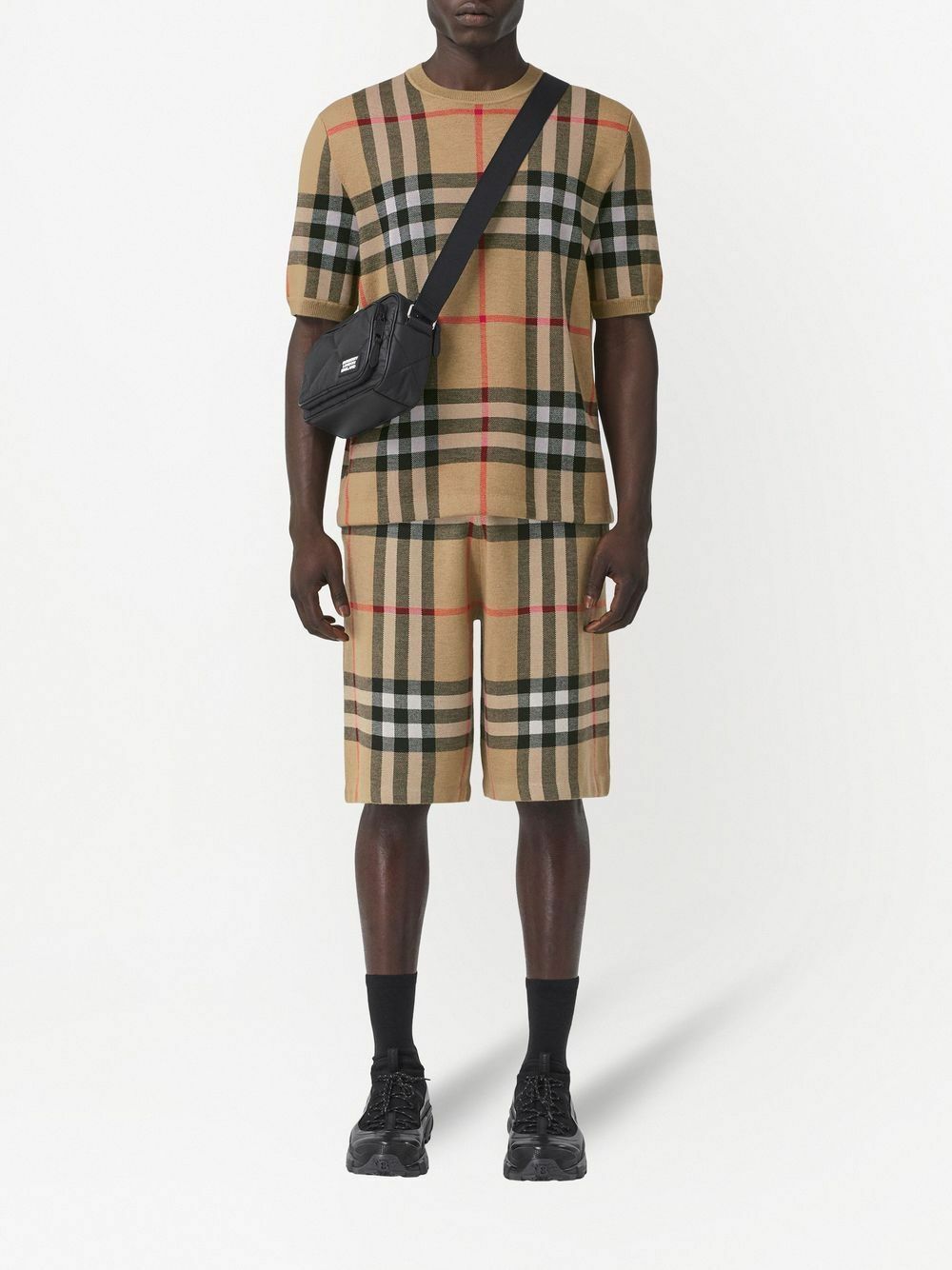 BURBERRY - Check Motif Wool T-shirt Burberry