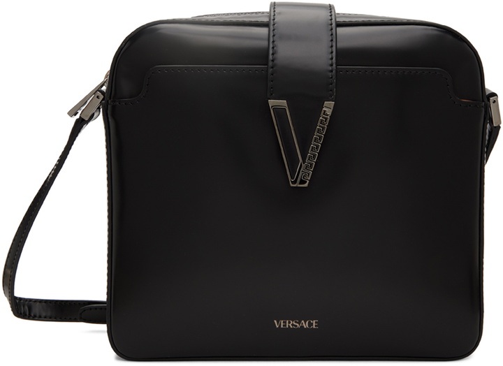 Photo: Versace Black V Greca Messenger Bag