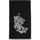 Alexander McQueen Black Wool and Silk Ivy Monogram Scarf