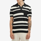 Percival Men's Paros Stripe Polo Shirt in Black/Ecru