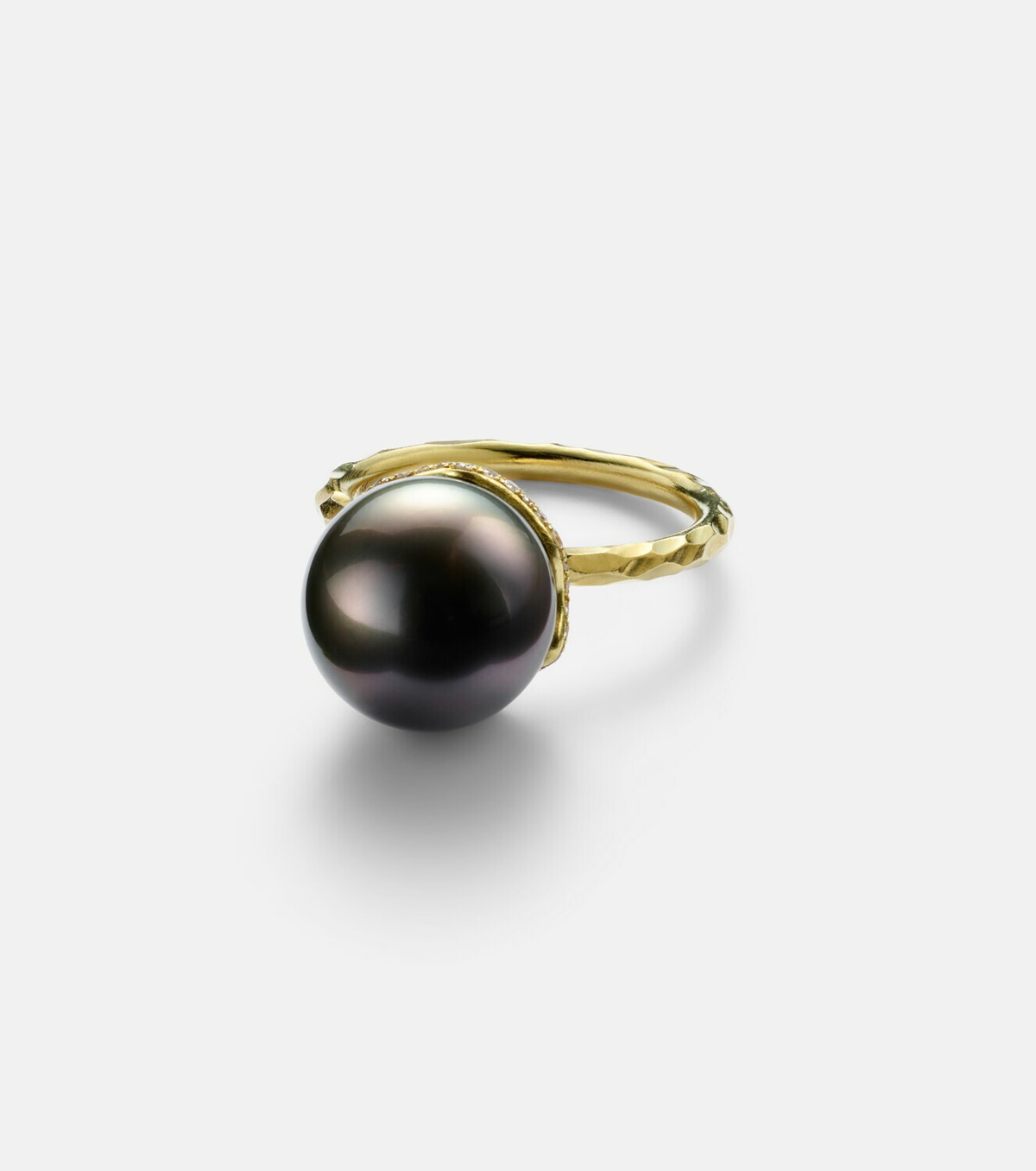 Octavia Elizabeth Orb 18kt gold ring with pearl and diamonds