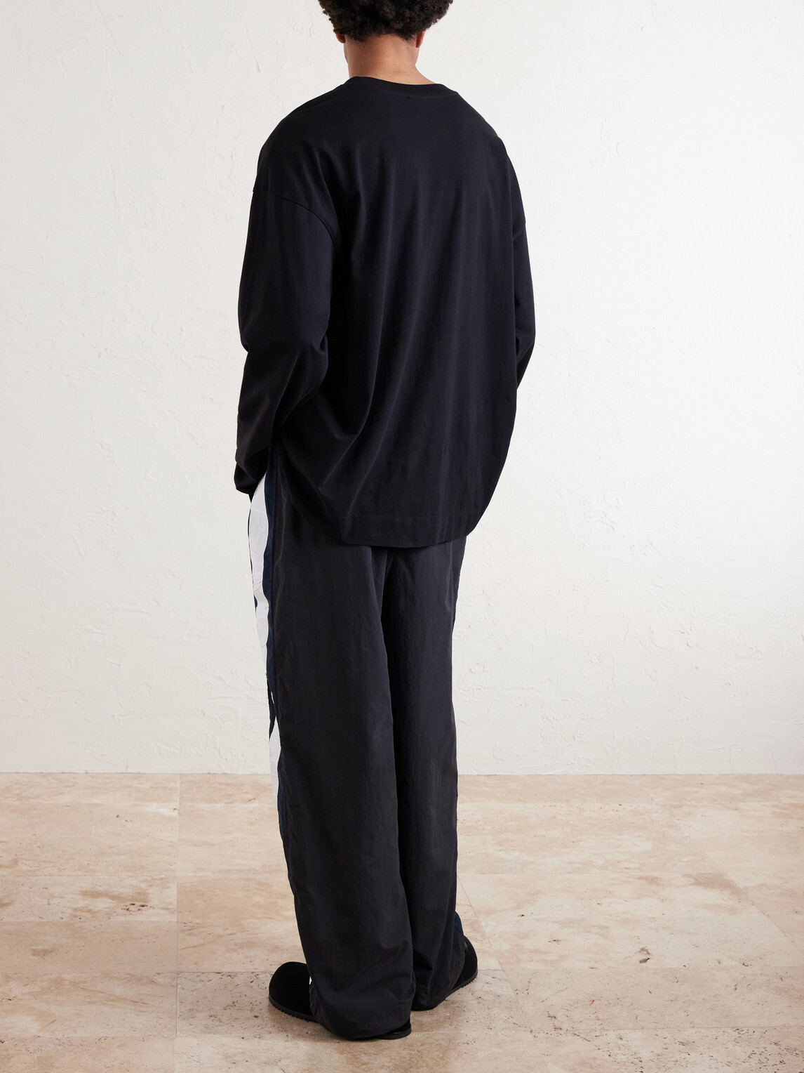 VETEMENTS - Wide-Leg Striped Shell Sweatpants - Black