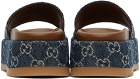 Gucci Blue Denim Platform Slide Sandals