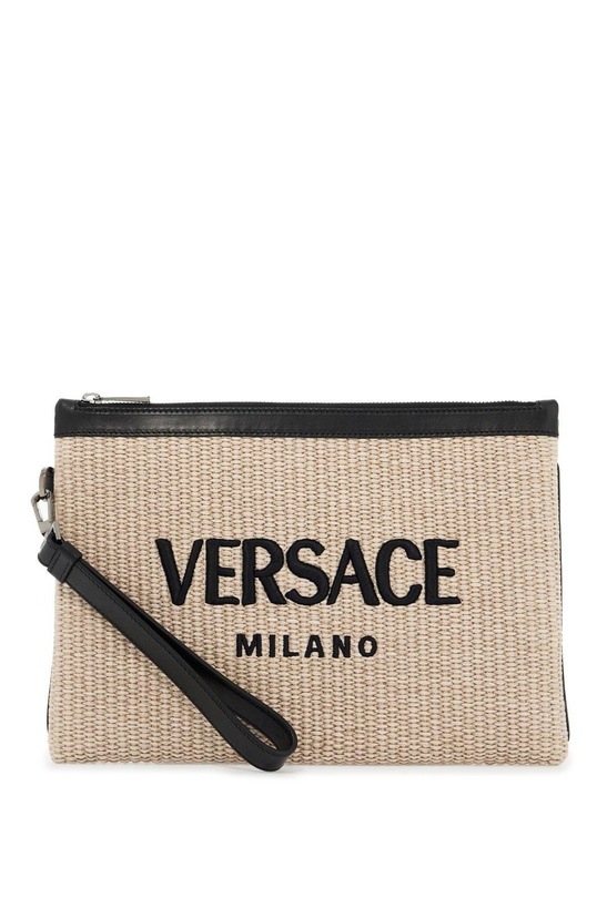 Photo: Versace Cappuccino Raffia Pouch