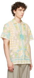 Bode White Embroidered Filet Garden Shirt