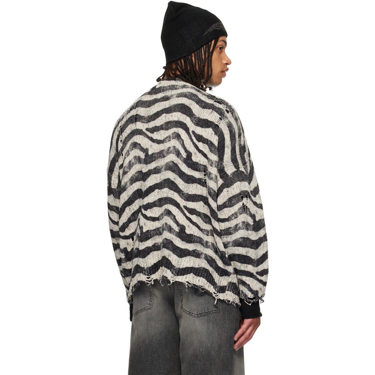 R13 Black & White Printed Oversized Cardigan