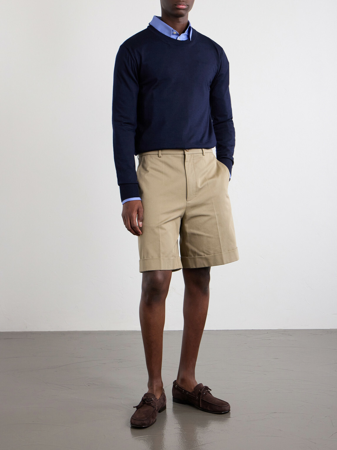 Valentino Garavani - Straight-Leg Cotton-Gabardine Shorts - Neutrals