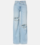 Area Distressed embellished wide-leg jeans