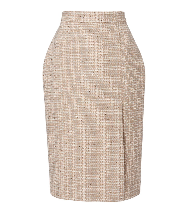 Photo: Elie Saab Checked sequined tweed midi skirt