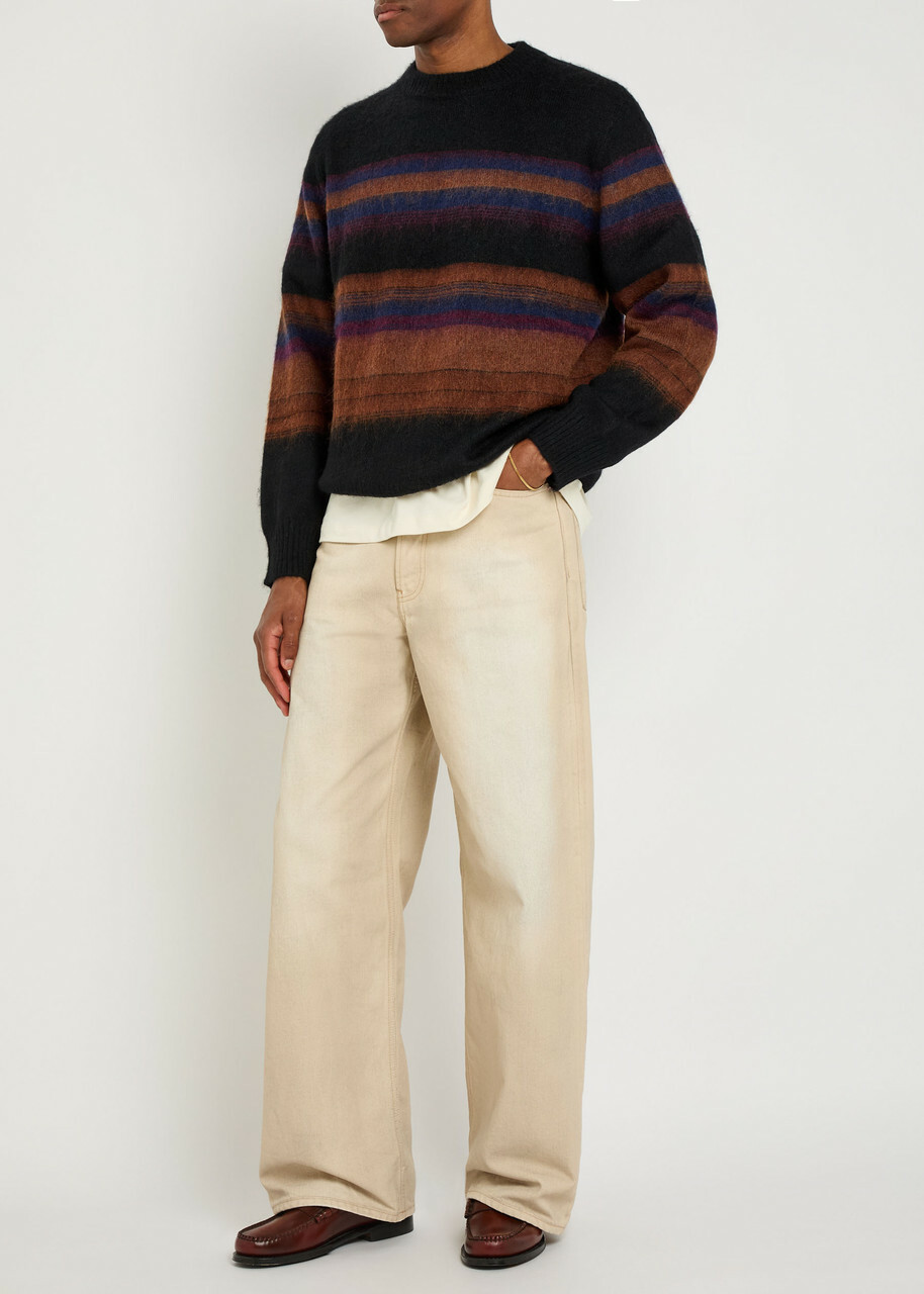 Wax London Wilde Striped Wool-blend Jumper Black
