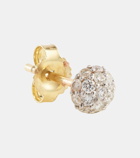 Stone and Strand Dainty Mirror Ball 10kt gold earrings with diamonds