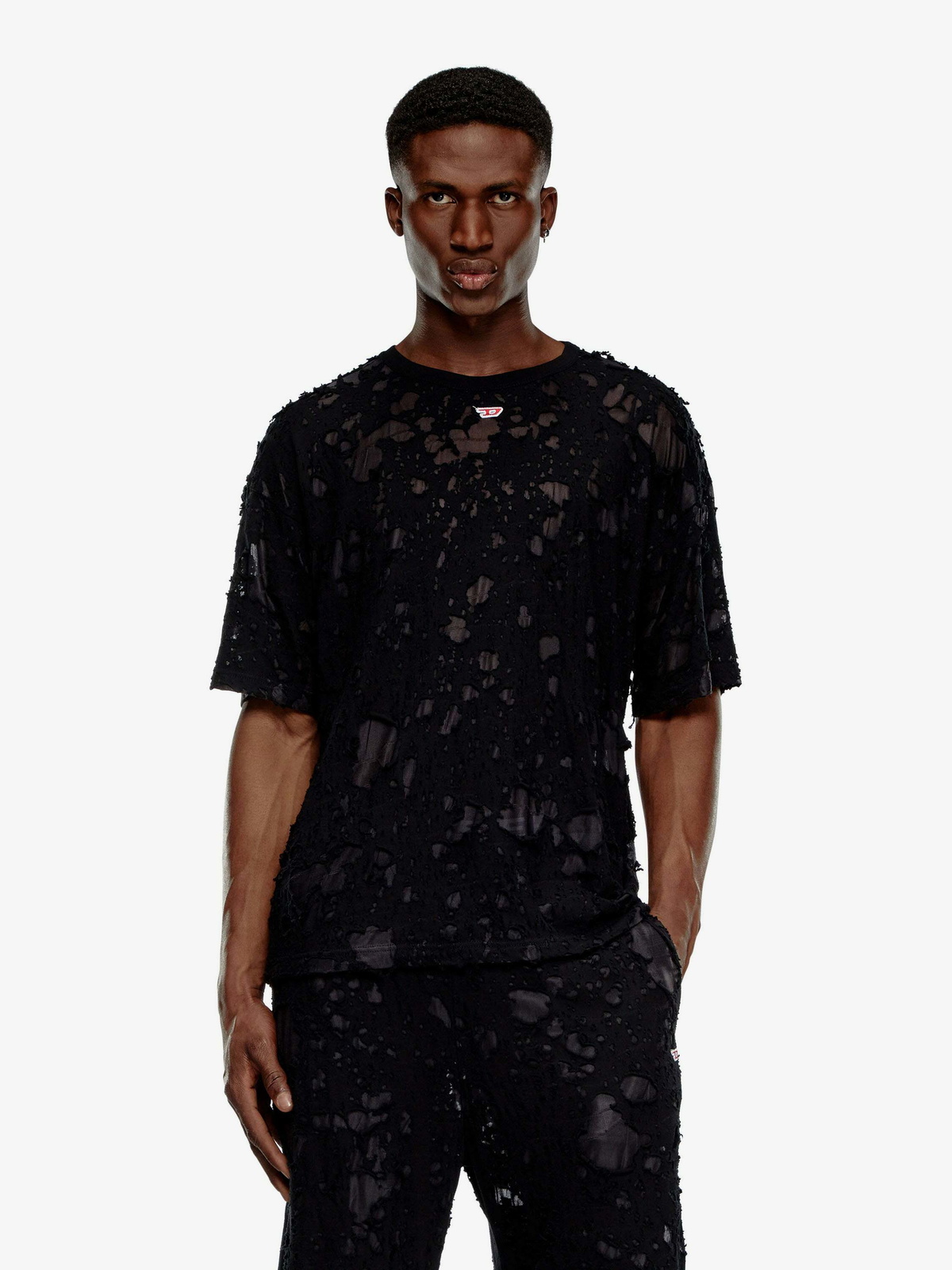 関税込【DIESEL】T Boxt K2 short sleeve T-shirt★Black★ロゴ Women's T-shirt with embroidered D patch | Black | Diesel
