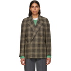 Acne Studios Brown and Beige Check Double-Breasted Blazer