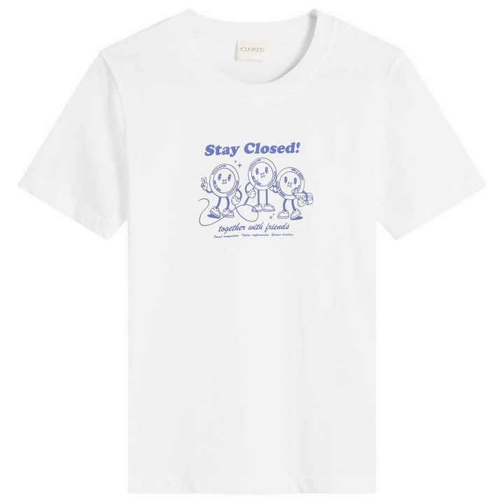 Photo: Closed Women's Stay Button Print T-Shirt in White