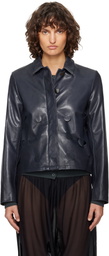 Paloma Wool Navy Candela Leather Jacket