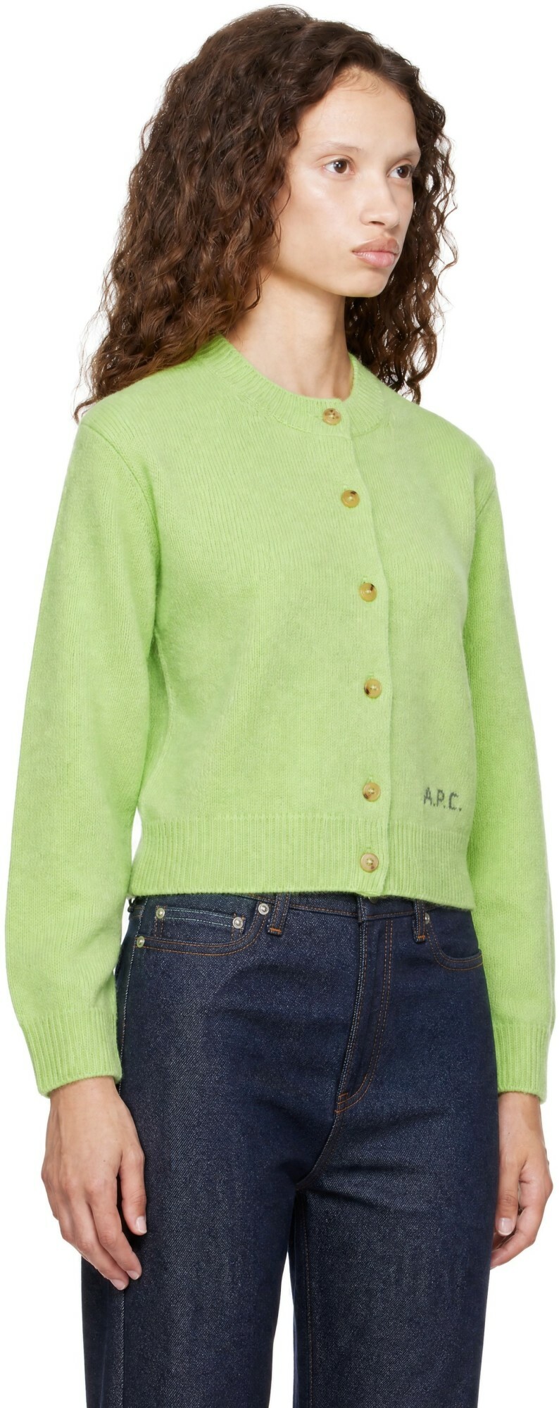 A.P.C. Green Short Wool Cardigan