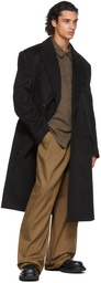 System Black Wool Double-Breasted Coat