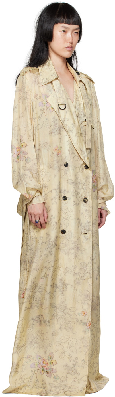 Dries Van Noten Off-White Floral Trench Coat Dries Van Noten