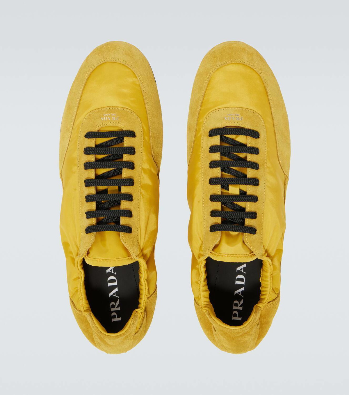 24AW new/PRADA Collapse Re-Nylonスニーカー Sneakers Yellow Prada Men's Collapse Nylon and Suede Low-Top Sneakers