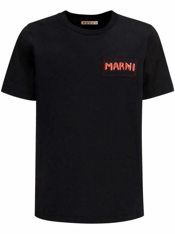 Photo: Marni Black Logo Patch Cotton T-Shirt
