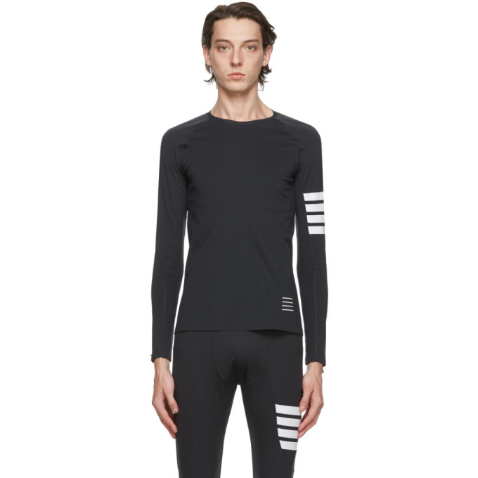 Photo: Thom Browne Grey 4-Bar Lightweight Compression Long Sleeve T-Shirt