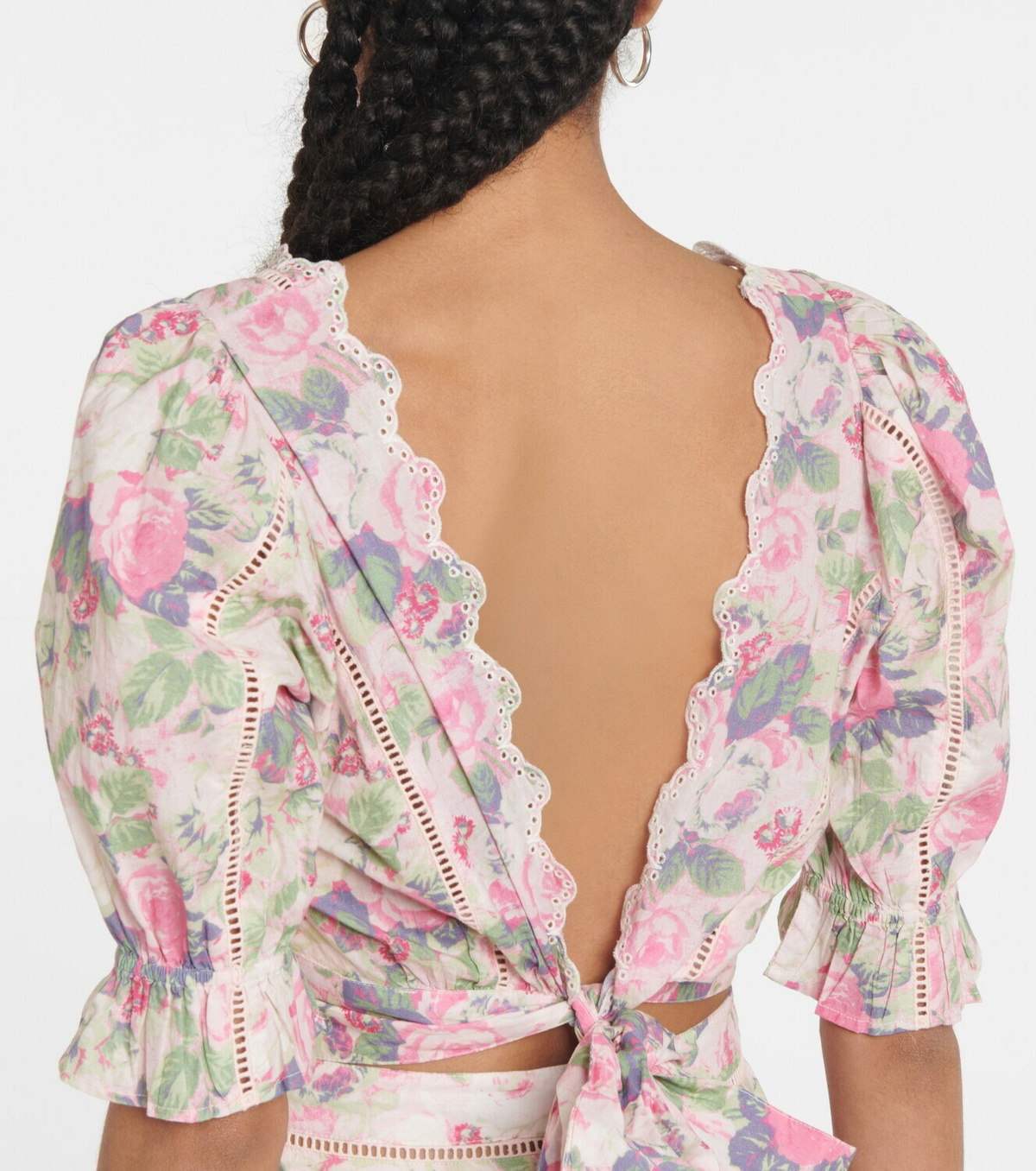 LoveShackFancy Karsten floral cotton cropped top