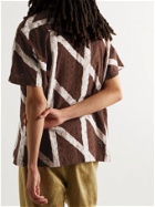 Post-Imperial - Ijebu Camp-Collar Checked Broderie Anglaise Cotton Shirt - Brown