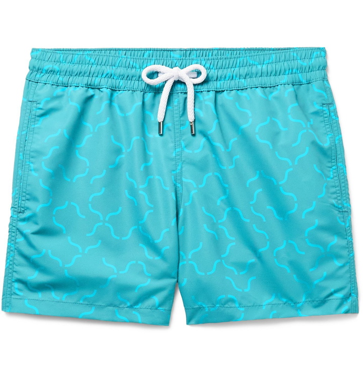 Photo: FRESCOBOL CARIOCA - Slim-Fit Printed Short-Length Swim Shorts - Blue