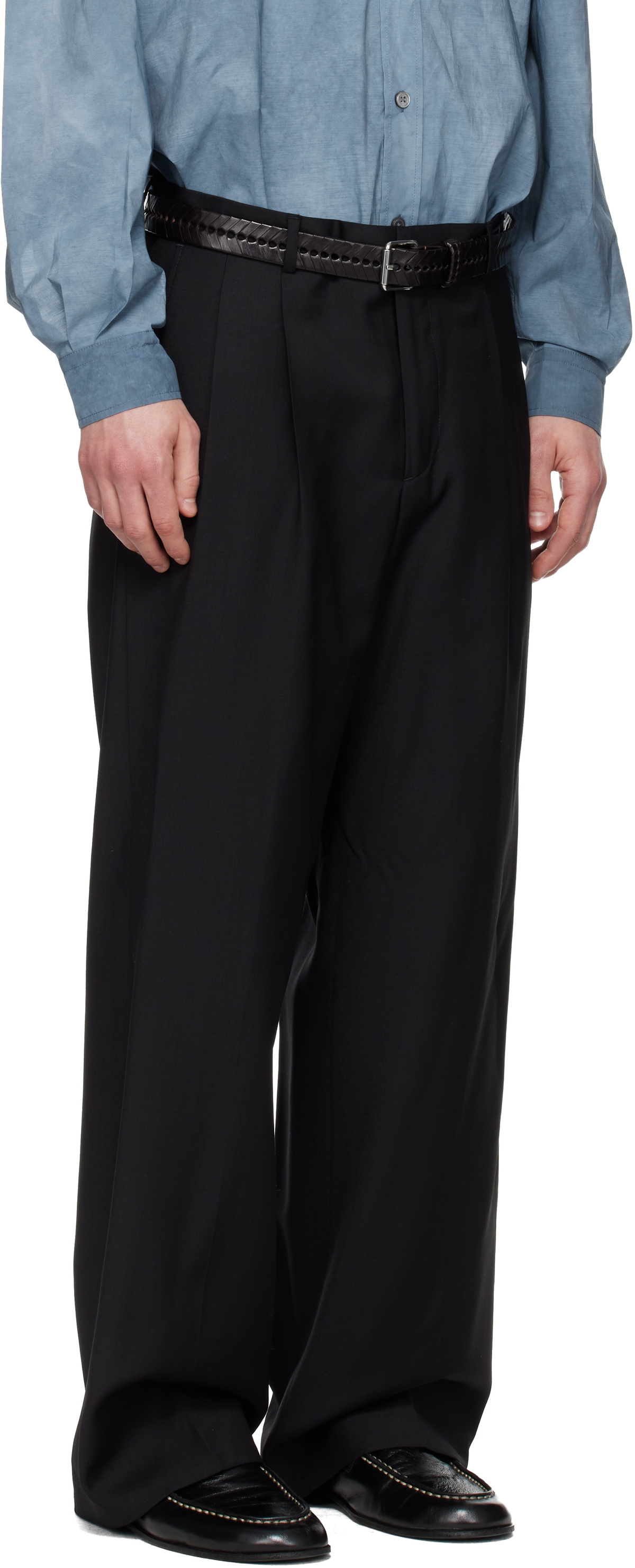 Sunflower Black Wide Pleated Trousers