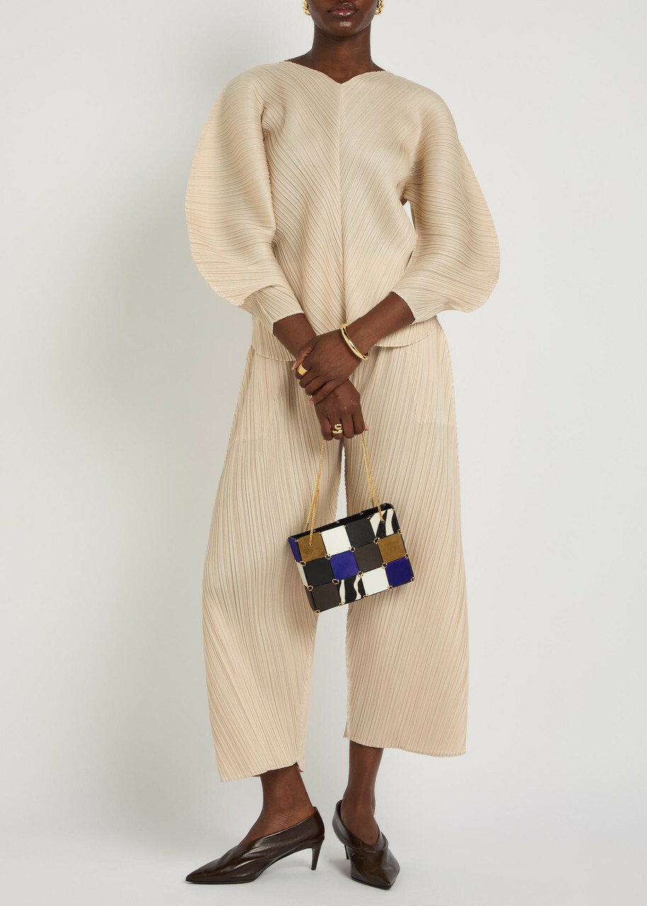 Pleats Please Issey Miyake Pleated Sculpted Woven top - Beige - One Size