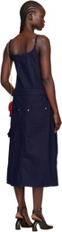 JW Anderson Navy Twisted Workwear Denim Midi Dress