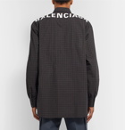 Balenciaga - Oversized Button-Down Collar Logo-Print Checked Cotton-Poplin Shirt - Blue