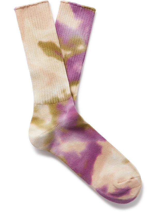 Photo: Anonymous ism - Ribbed Tie-Dyed Cotton-Blend Socks