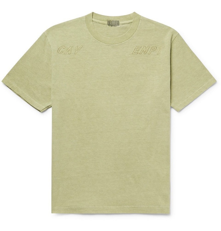 Photo: Cav Empt - Logo-Embroidered Acid-Washed Cotton-Jersey T-Shirt - Sage green