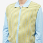 Checks Downtown Men's Zip–through Polo Shirt in Sky Blue/Mustard