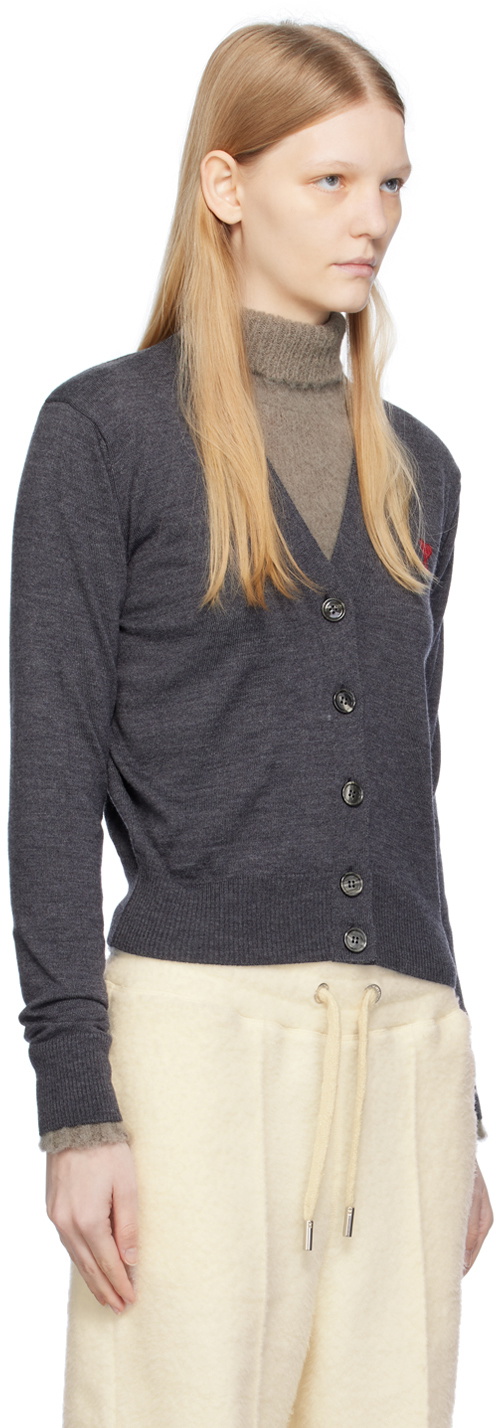 AMI Alexandre Mattiussi Gray Ami de Cœur Cardigan