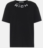 Alessandra Rich Embellished cotton-jersey T-shirt
