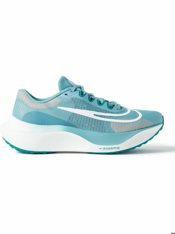 Photo: Nike Running - Zoom Fly 5 Rubber-Trimmed Mesh Sneakers - Blue