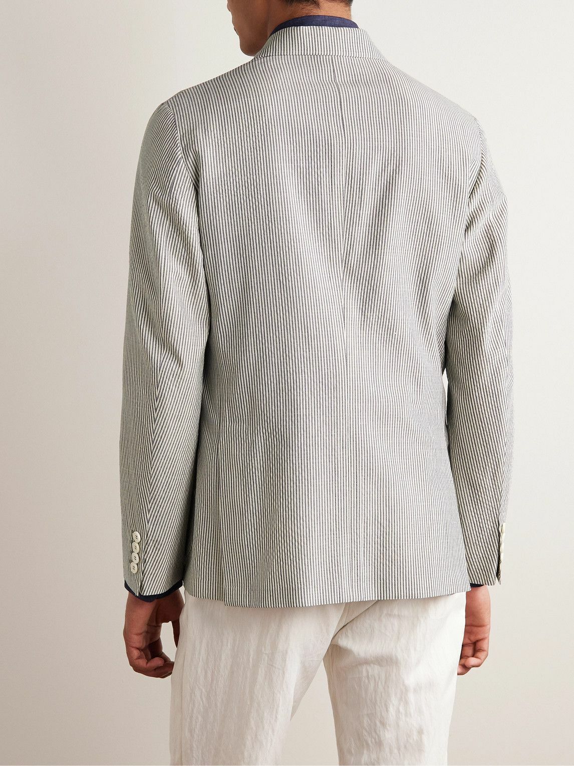 Loro Piana - Striped Virgin Wool-Blend Blazer - Blue