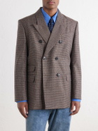 AMI PARIS - Double-Breasted Houndstooth Virgin Wool Blazer - Brown