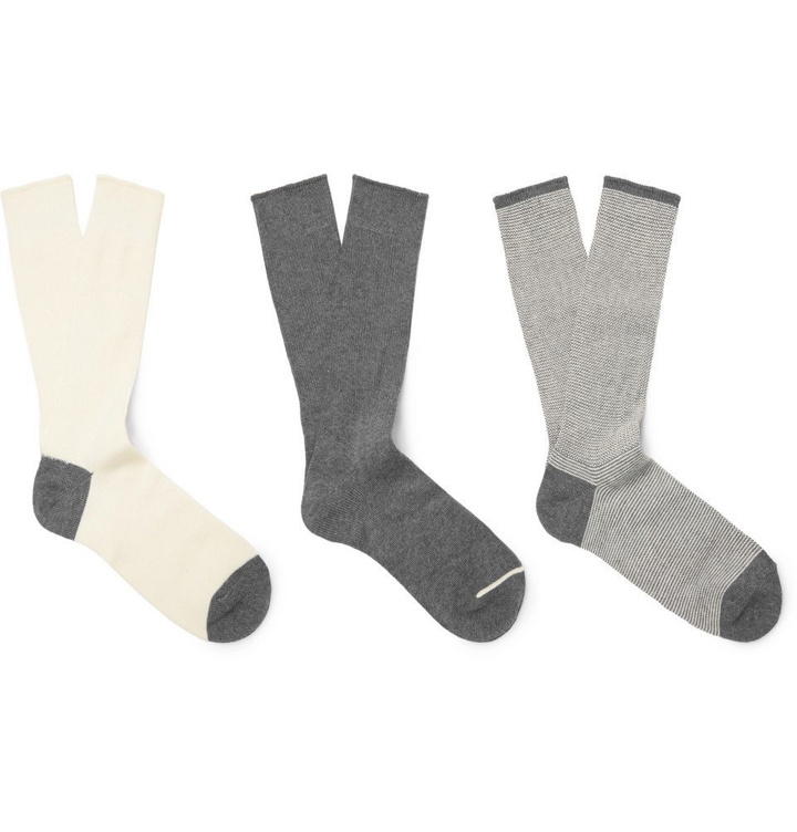 Photo: Anonymous Ism - Three-Pack Cotton-Blend Socks - Gray