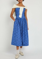 Damson Madder Angelina Paisley-print Cotton Midi Dress Blue