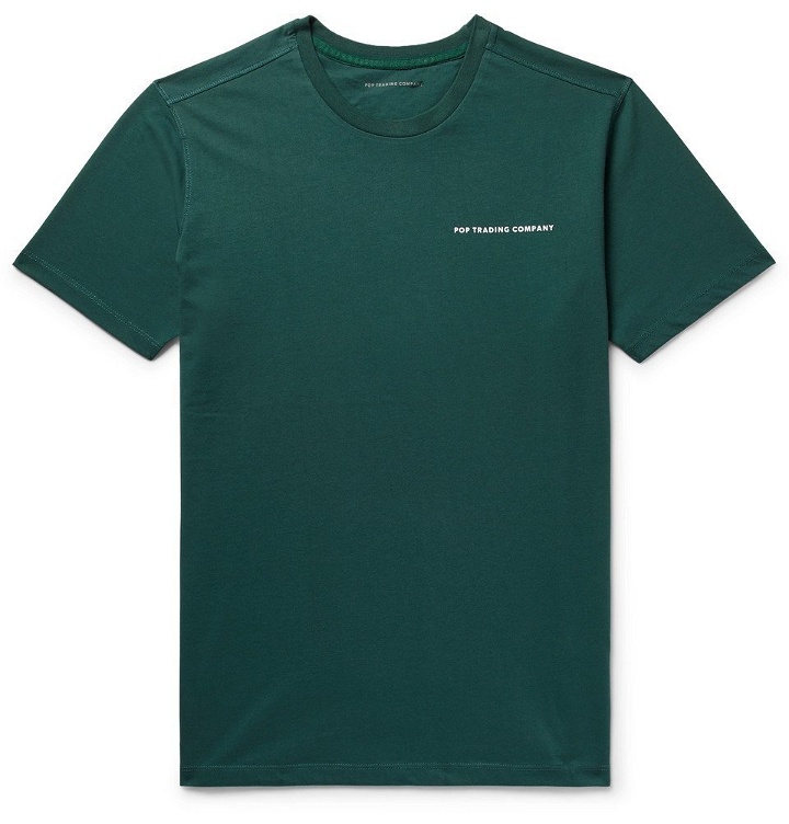 Photo: Pop Trading Company - Logo-Print Cotton-Jersey T-Shirt - Men - Dark green