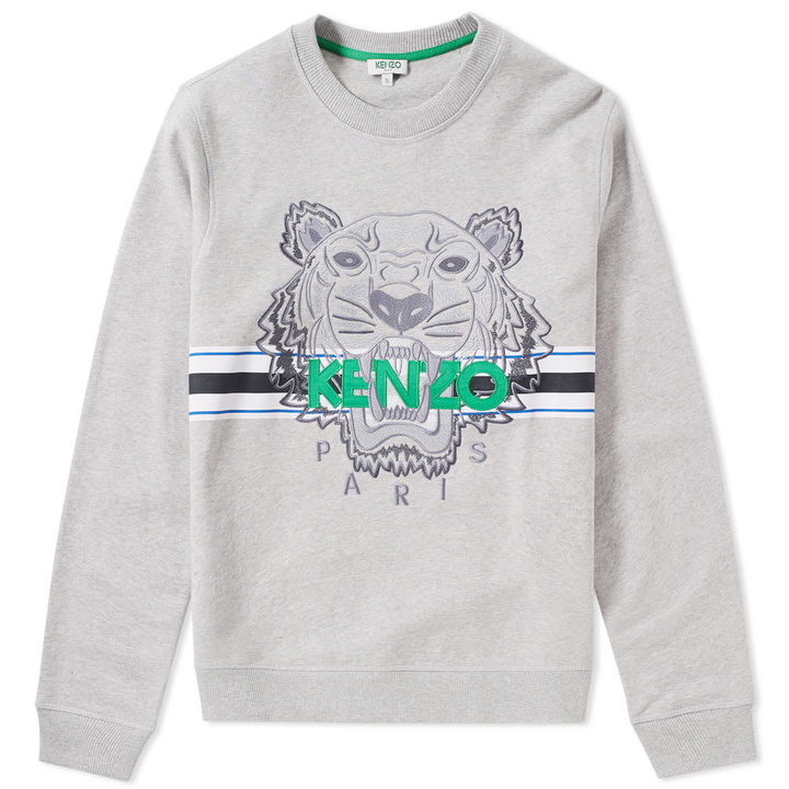 Photo: Kenzo Sport Tiger Embroidered Stripe Sweat Grey