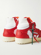 Off-White - 3.0 Off-Court Leather and Canvas High-Top Sneakers - Red