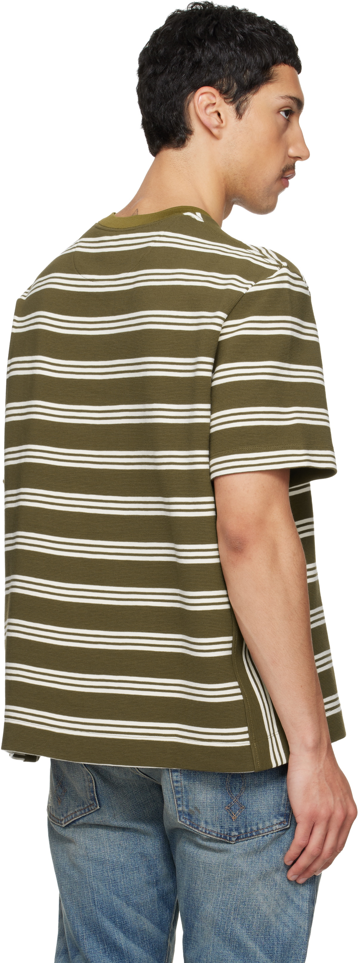 Paul Smith Khaki Textured Stripe T-shirt